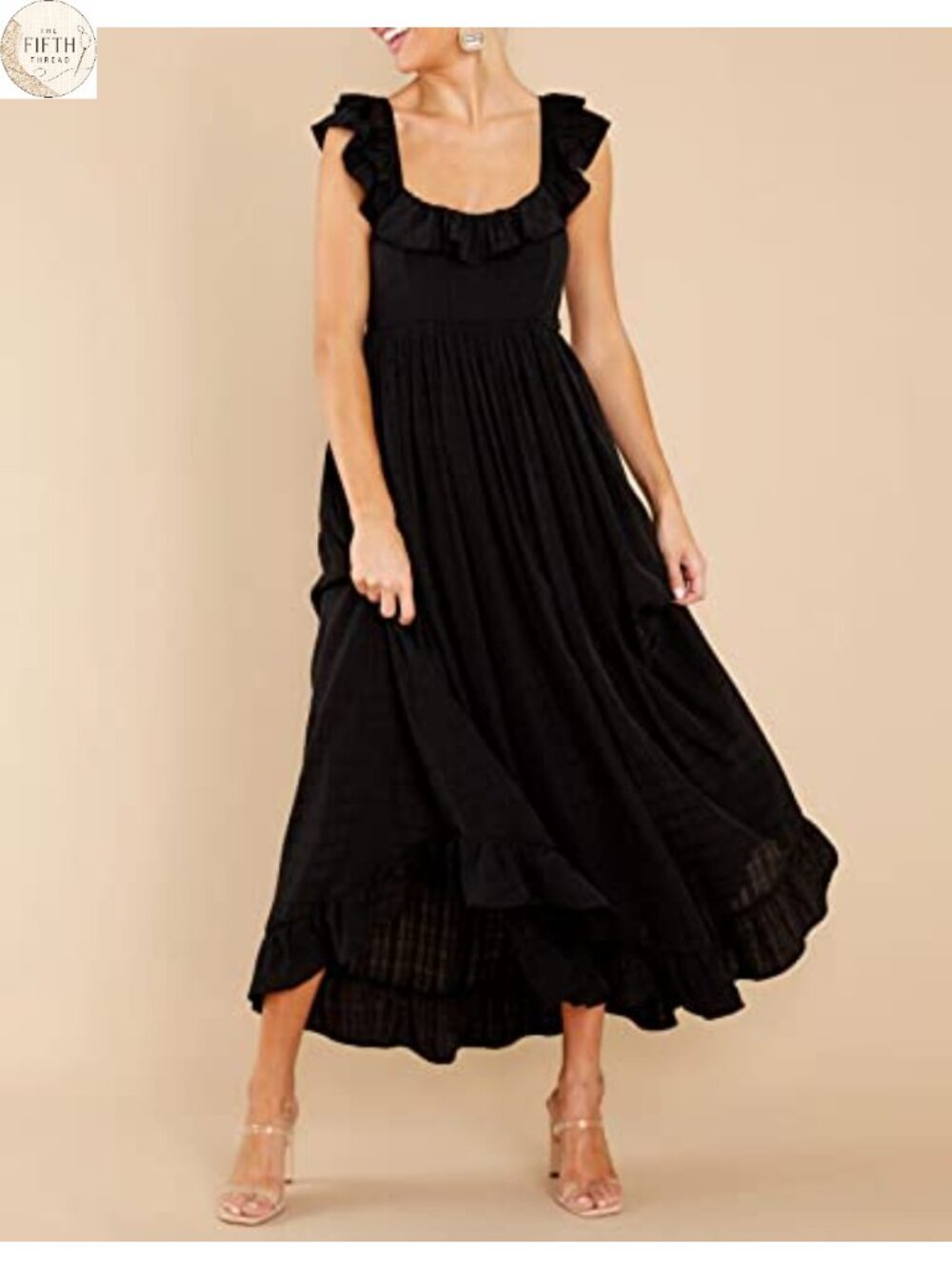 Womens Sleeveless Square Neck Midi Dress A-Line Backless Tie Back - Picture 3 of 6